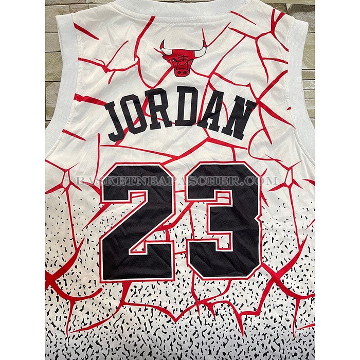 Maillot Chicago Bulls Michael Jordan NO 23 Mitchell & Ness Blanc Rouge